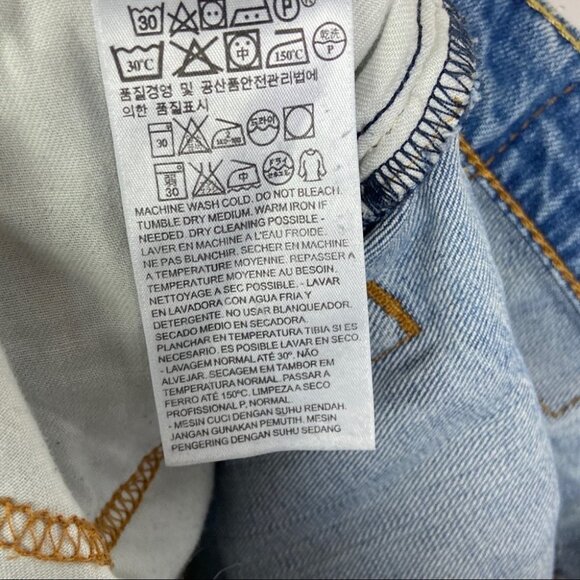 Levis Cut Off Jean Shorts Size 28 Stretch Zipper Fly Belt Loops Raw Hem Denim - Picture 12 of 12